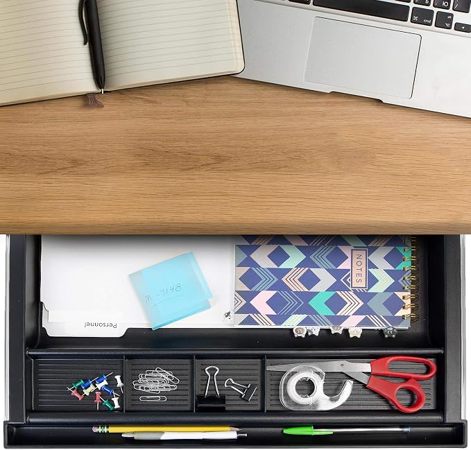 MOUNT-IT! Large Under Desk Pencil Drawer 16 inch Deep | 21.25” W, Ball Bearing Slide-Out Organizer for Office Supplies, Paper & Pencils | Fits Desks Over 1” Thick, Adjustable Extension 16.25”–28”