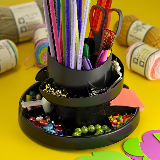 Recycled Rotary Organizer, 16 compartments, 10 1/4 x 6 3/4, Black