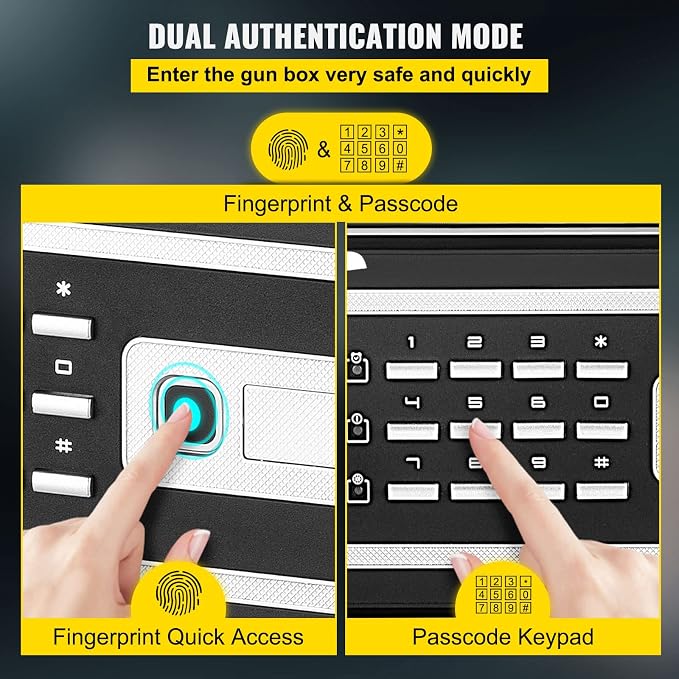 VEVOR Safe - 0.8 CU.FT Fingerprint Safe Box, Q235 Steel, 2 Keys & Digital Keypad for Money, Jewelry, Pistols, Documents, Watches - Home, Office & Hotel