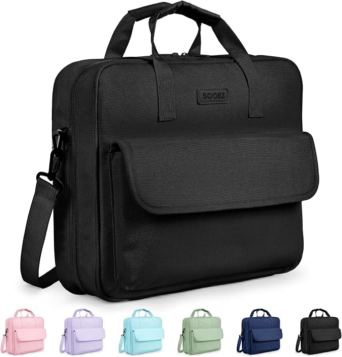 Sooez Zipper Binder Bag, 3 Inch 3 Ring Binder with D-Ring, Holds 900 Sheets | Cute School Binder with Shoulder Strap & Handle, Multi-Pocket Organizer for Middle School College Office Supplies, Black