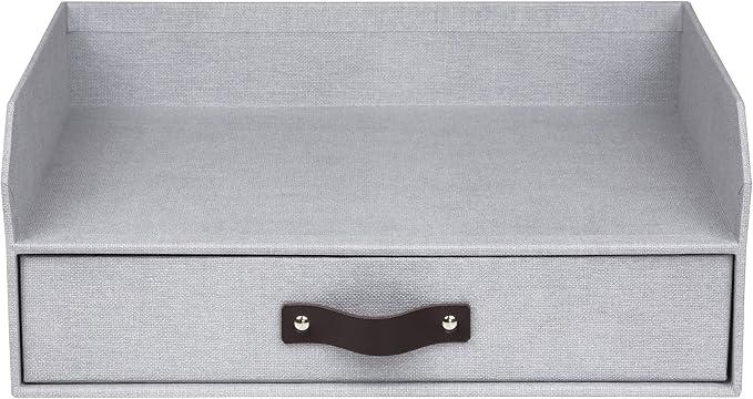 Bigso Box of Sweden Walter Letter Tray for A4 or Letter Size Documents - Paper Tray Organizer for Desk with Storage Drawer and Stable Rubber Feet - 13.1in x 10in x 5.2in - Ash