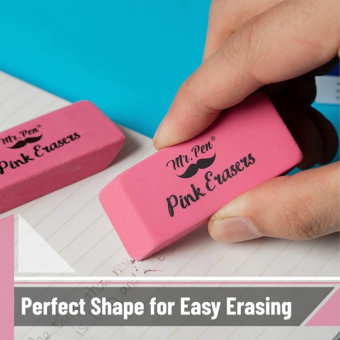 Mr. Pen- Pink Pencil Erasers Bulk, 100 Pack | Bulk Block Erasers for School, Office, Art Sketching, Homework, Exams, Clean Smudge-Free Correction