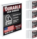 Samsill Durable 1 inch 3 Ring Binder, D Ring Binder, 100% Recycled Chipboard, White, 12 Pack