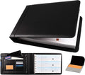 2Fold Business Check Binder 7 Ring for 3-Up Business Size Checks with Extra Business Card Case - PU Leather Deluxe 7 Ring Checkbook Binder Portfolio with 600 Check Capacity and Storage