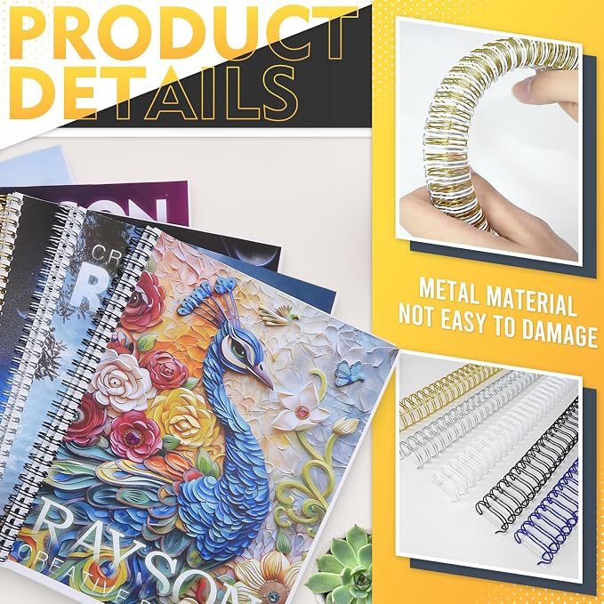 Rayson Wire Binding Spines, 9/16" 3:1 Pitch, 32-Loop, Multicolor, 100 Pack | Includes black, gold, blue, white and silver; choose 9/16" size for medium-thick documents with 3:1 pitch binders.