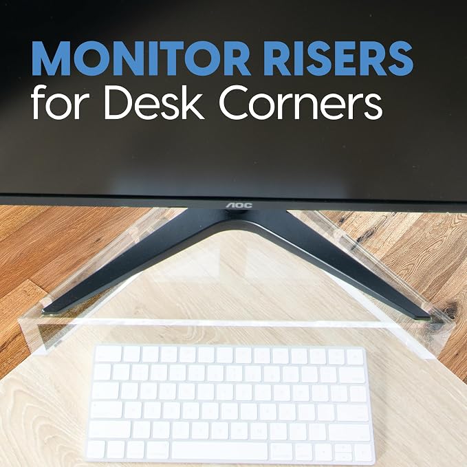 Mammoth DuraClear Acrylic Corner Monitor Stand for Desk Corners - 3.5" Elevation, Triangle Monitor Stand for Monitors with Triangular Base