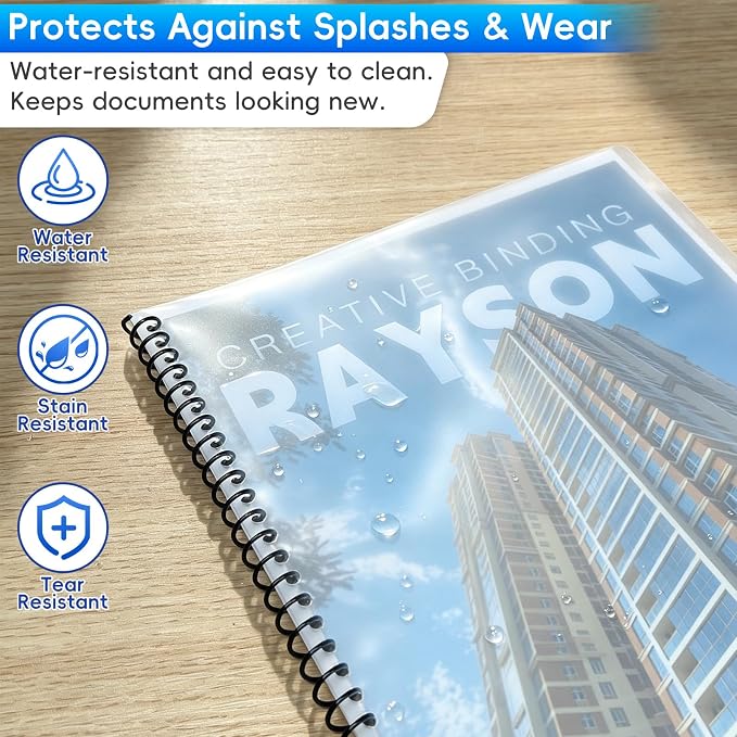 Rayson PP Frosted Binding Covers, 15 Mil, Letter Size, Unpunched, 50 Pack | Made from PP polypropylene with a frosted matte finish; flexible, durable covers help protect Letter-size documents.