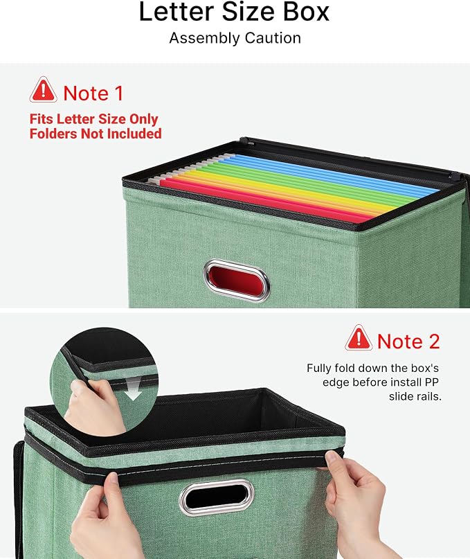 Oterri File Box Small 2-Pack Mesh Pockets Hanging Organizer for Letter-Size | Dustproof Lid. 3 Mesh Pockets. Collapsible Scratch-Resistant GRS Linen. Slide Rails. Office, Home, Dorm