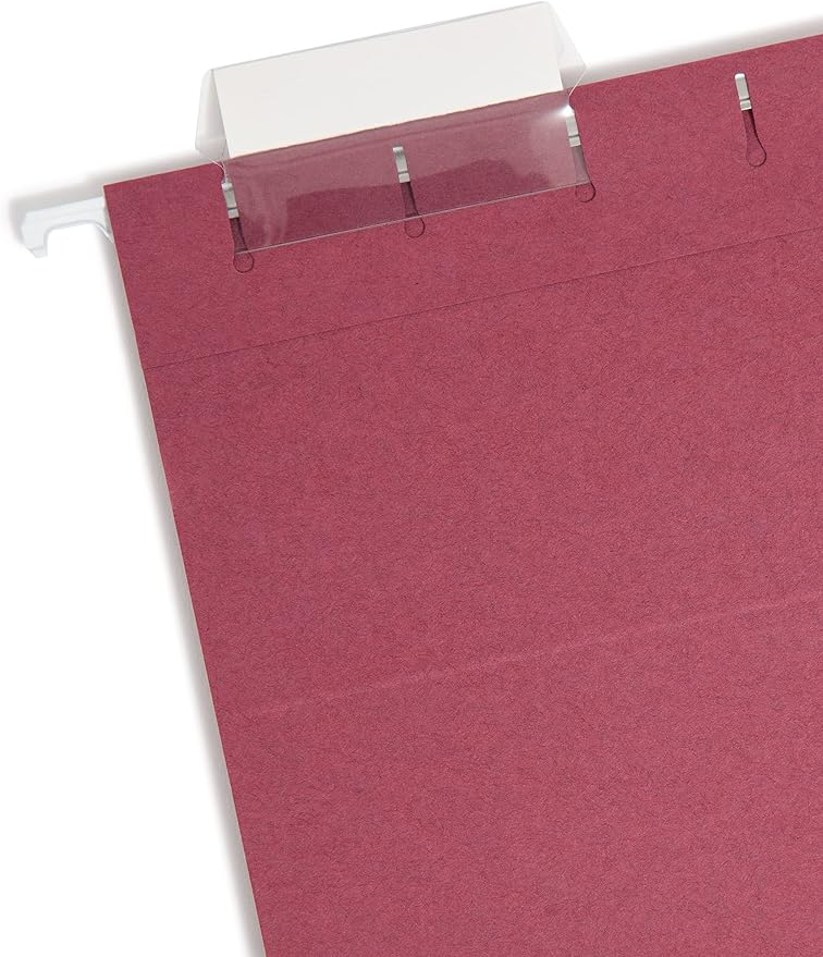 Smead Colored Hanging File Folder with Tab, 1/5-Cut Adjustable Tab, Letter Size, Maroon, 25 per Box (64073) (Pack of 1)