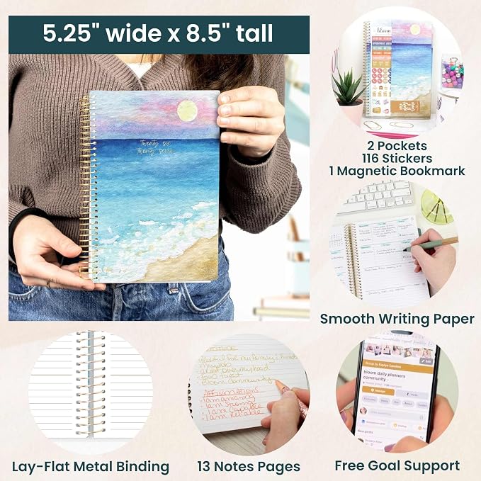 bloom daily planners 2026-2027 Planner - Academic Year (July 2026 - July 2027) Monthly & Weekly Soft Cover Planner for Women - 13 Month Calendar Agenda Book with Stickers - 5.5" x 8.25" - Coastal Calm