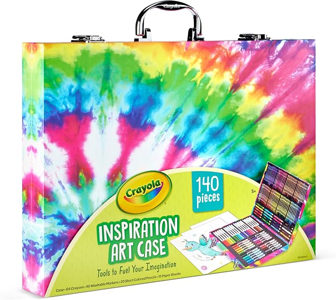 Crayola Inspiration Art Case Coloring Set - Tie-Dye (140ct), Art Supplies Set For Kids, Travel Drawing Kit, Gift for Girls & Boys, Ages 5+ [Amazon Exclusive]