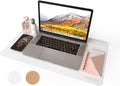 RENMTURE Dual-Sided Mouse Pad, Natural Cork & PU Leather Large Desk Pad for Office and Home Work, Desk Protector Non-Slip, Waterproof, Easy Clean (White, 23.6" x 13.7")