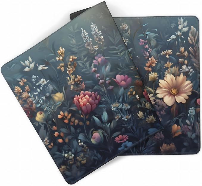 Floral Aesthetic Wildflower Gaming Mouse Pad, Morandi Vintage Botanical Desk Mat with Anti-Slip Base & Stitched Edges,35.4" x 15.7" in Desk Accessories for Women, Home Office Decor & Artistic Gift
