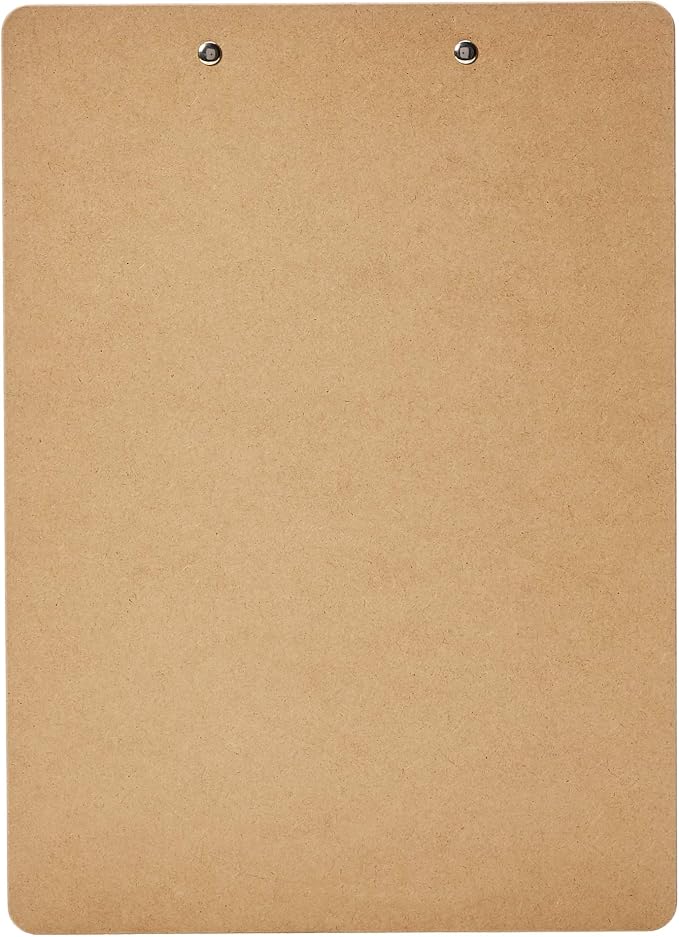 Amazon Basics Hardboard Office Clipboard, Letter Size, 9" x 12.5", Brown, 30-Pack