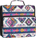 3 D-Ring Zipper Binder Bag, Purple Ethic Aztec Geometric Pattern Removable Binder with Zipper Case Hold 300+ Sheets& 13 Inch Laptop for School Office Supplies Organizer