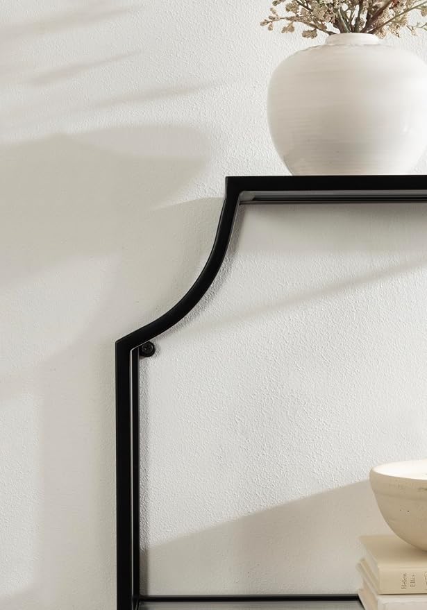 Kate and Laurel Ciel Glam Geometric Rectangular Wall Shelf; 18 x 24; Black; Decorative Shelves for Use as Over-the Toilet Storage or Bedroom Display Shelving