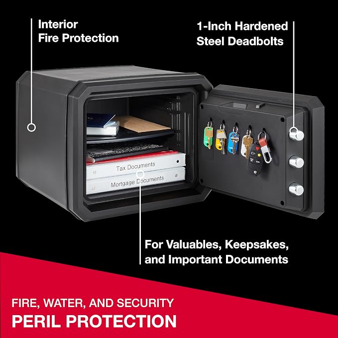 SentrySafe Fireproof and Waterproof Large Safe with Backlit Digital Keypad and Override Key for Passports, Money, Jewelry, 0.81 Cubic Feet, FPW082HTC