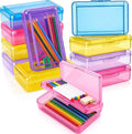 12 Pack Double Layer Large Pencil Box, Clear Plastic Hard Pencil Case with Snap Lid, School Supply Organizer Box for School Office Classroom Home Supplies(Classic Colors)