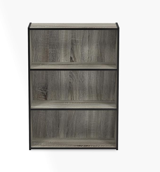Furinno PASIR Book Shelf, 3-Tier Bookshelf, Storage Shelves Bookcase, 9.7 x 23.7 x 31.5, for Living Room, Bedroom, Home Office, French Oak