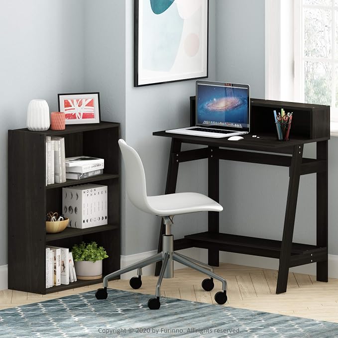 Furinno Simplistic 31-Inch Compact Computer Desk, Black Espresso | Small, Rectangular, Easy Assembly, Office Desk, Home Office Desk, Gaming Desk for Dorm, Bedroom, Study Room