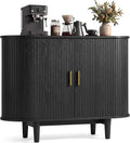 VASAGLE Storage Cabinet, Sideboard with Adjustable Shelves | Mid-Century Modern Buffet Cabinet, 39.4 x 15.7 x 29.5 Inch, for Living Room, Ebony, MIRIANA Collection ULSC621BE01