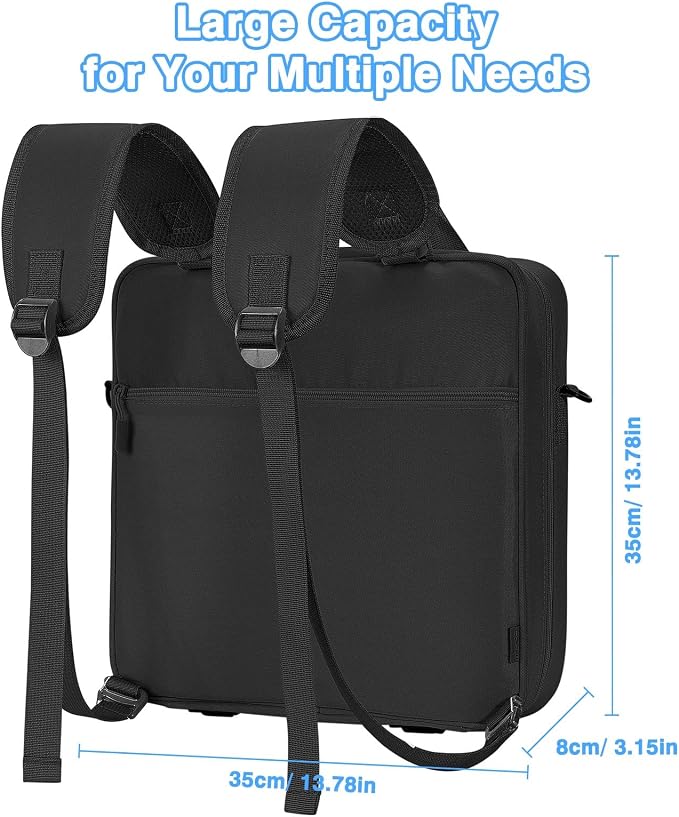 MoKo Zipper Binder Bag, 2-Inch 3-Ring, 500 Sheets, Black | 6L water-resistant bag fits a 13-inch tablet and 14-inch laptop, with backpack, shoulder and hand carry options.