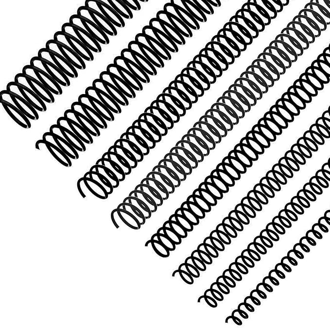 120 Pack Plastic Spiral Binding Coils Binder Binding Spirals Rings Multi Size Spiral Binding Wire Combs Spines Coils, 4:1 Pitch, 1/4 5/16 3/8 1/2 9/16 5/8 3/4 7/8 Inch (Black New Version)