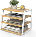 Fenge Desk Shelf Organizer, 4-Tier Tower Desktop Office Shelves, Oak | Wood and Metal Open Shelf, Corner File Organizer for Office Supplies, Top of Desk Organizers and Accessories