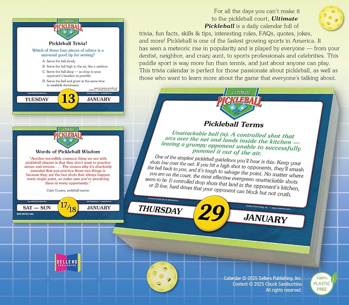 Ultimate Pickleball 2026 Daily Desk Calendar: Boxed Page-a-Day Sports Trivia Calendar with Day-to-Day Tips, Techniques & Fun Facts for Pickleball Players