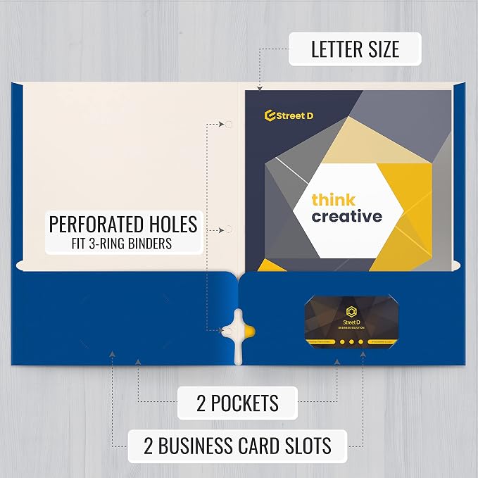 Better Office Products 2 Pocket Paper Folders, Letter Size Paper Portfolios Case of 50, Assorted Primary Colors