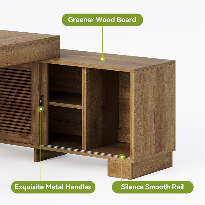 LITTLE TREE L Shaped Executive Desk, Large 63" Executive Desk with File Cabinet, Modern L Shaped Desk, Corner Computer Desk for Home Office & Business Furniture Workstation, Brown