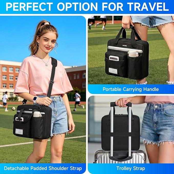 3 Ring Zipper Binder Bag, 3 Inch D-Ring 700 Sheet Capacity, Portable File Organizer with Removable Shoulder Strap & Multiple Pockets for School Office Travel Summer Study Back to School,Black