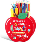Crtiin Back to School Gifts for Teacher Apple Wooden Pencil Holder Wood Pencil Cup Marker Organizer Desktop Pen Organizer for First Day of School Classroom Thank You Teacher Appreciation Gifts