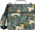 3 Ring Zipper Binder with Shoulder Strap Jack Russell Meadow Pattern 1.5 inch Binders Keeper Large Capacity Multi Pockets for School Office Supplies