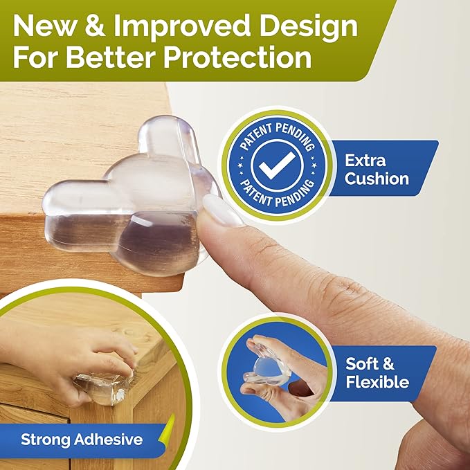 Corner Protectors for Baby (12 Pack) - Patented - New & Improved Edge Protector for Baby – Transparent Corner Protectors - Baby Safety Products to Baby Proof Corners and Edges