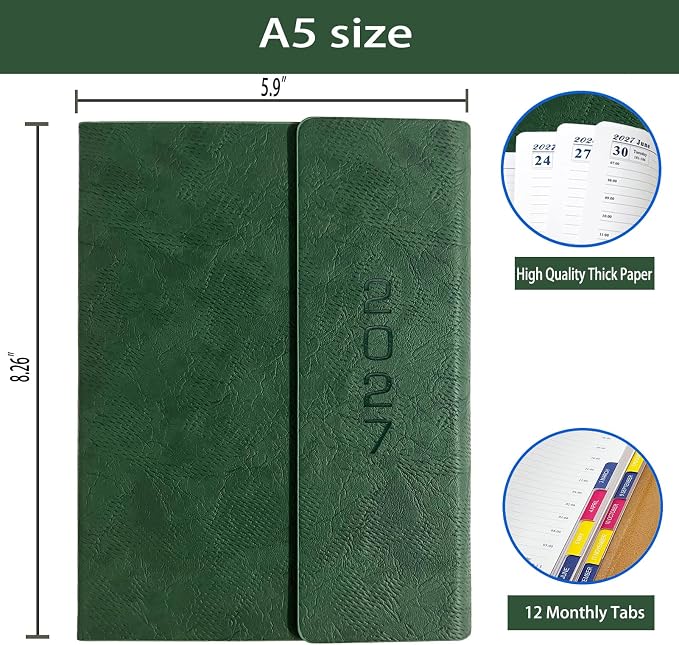 2027 Daily Planner -One Page per Day, Daily Calendar Book 8.26'' x 5.9''