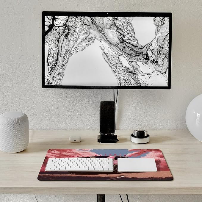 Anime Car Large Mouse Pad Japanese Cherry Blossom JDM Mousepad Gaming Pink Desk Mat R34 Keyboard Computer Pad Office Desk Organizers and Accessories 23.6 x 11.8 Inch