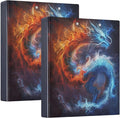 Dragon in Sky Round Ring Binders 1.5 Inch Fire Thunder Lightning 3 Ring Clipboard Binder for Office School Work Supplies File Folder Document 200 Sheet Capacity Easy Open 2 Pieces