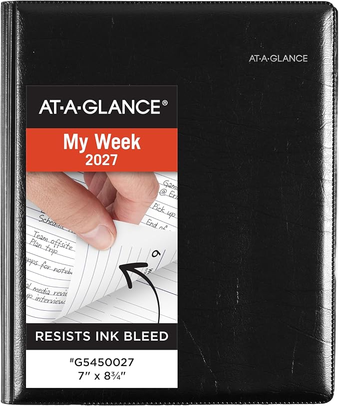 AT-A-GLANCE 2027 Planner Refillable, Weekly & Monthly, 7.5" x 9.25", Executive, DayMinder, Black (G5450027)