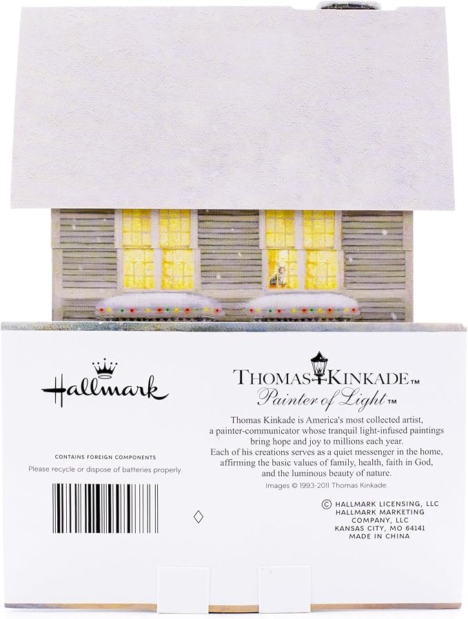Hallmark 0899XSO1002 Christmas Pop Up Card with Light and Song (Displayable Dimensional Thomas Kinkade House Plays We Wish You a Merry Christmas), Snowy House