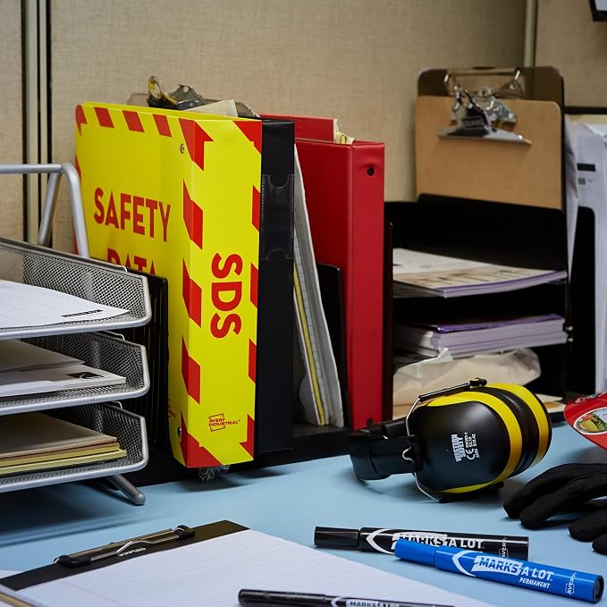 Avery® Heavy-Duty SDS Binder, 2" Rings, 1 Yellow/Red Border Binder | For Heavy School, Industrial and Office Use, DuraHinge Tear-Resistant Spine, DuraEdge Split-Resistant Sides, Nonstick Cover