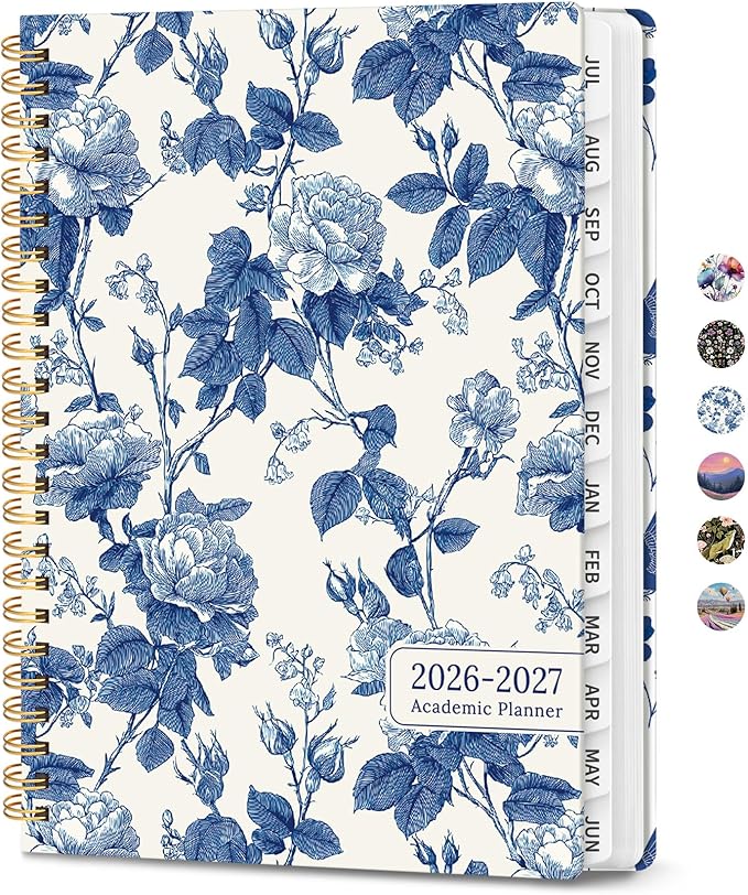 ZOTIA Academic Planner 2026-2027, Monthly & Weekly Jul 2026-Jun 2027 | Porcelain Rose, 6.3" x 8.5" Calendar Planner for Women, Hardcover Pretty Organizer for Women, School Office Home Supplies