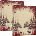 Retro Christmas Tree 3 Ring Binder with 2 Interior Pockets 1.5 inch Binders 3 Ring Heavy Duty Fit 8.5" x 11" Letter Size for Office School, 2 Pack