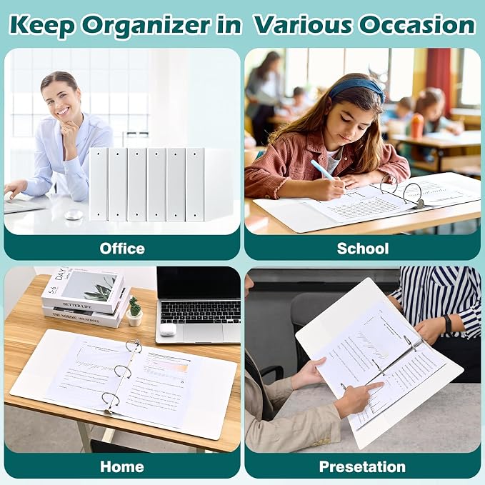 Heture 3 Ring Binder 2 Inch 6 Pack,2" Clear View with Round Rings, PVC-Free,Holds for 450 Sheets 8.5X 11 US Letter Size Paper, Durable White Binders Perfect for Office,School and Home