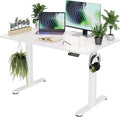 Claiks Electric Height Adjustable Standing Desk, 48x24 Inch, White | Smooth Height Adjustment, 3 Memory Presets, Cable Management Hub&Hook, Stable Steel Frame, 176lbs Capacity, Easy Assembly