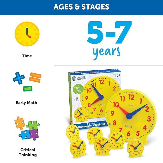 Learning Resources Big Time Classroom Clock Kit