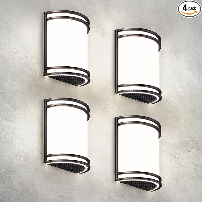 ASD Indoor LED Wall Sconce Lights - 10 Inch 15W Bronze Modern LED Wall Sconces Hardwired - ETL Dimmable 3000K 4000K 5000K Adjustable Sconce Light Fixture for Bedroom, Hallway, 4 Pack