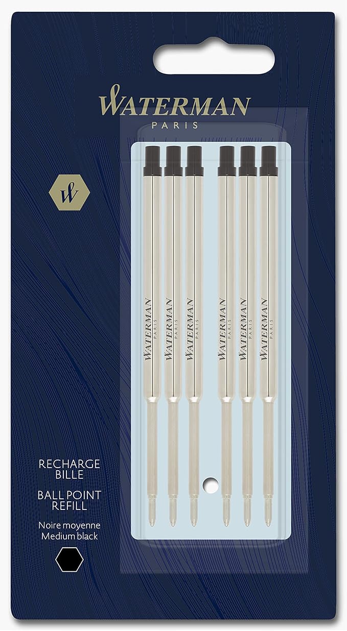 Waterman Ballpoint Pen Refill, Medium Point, Black Ink