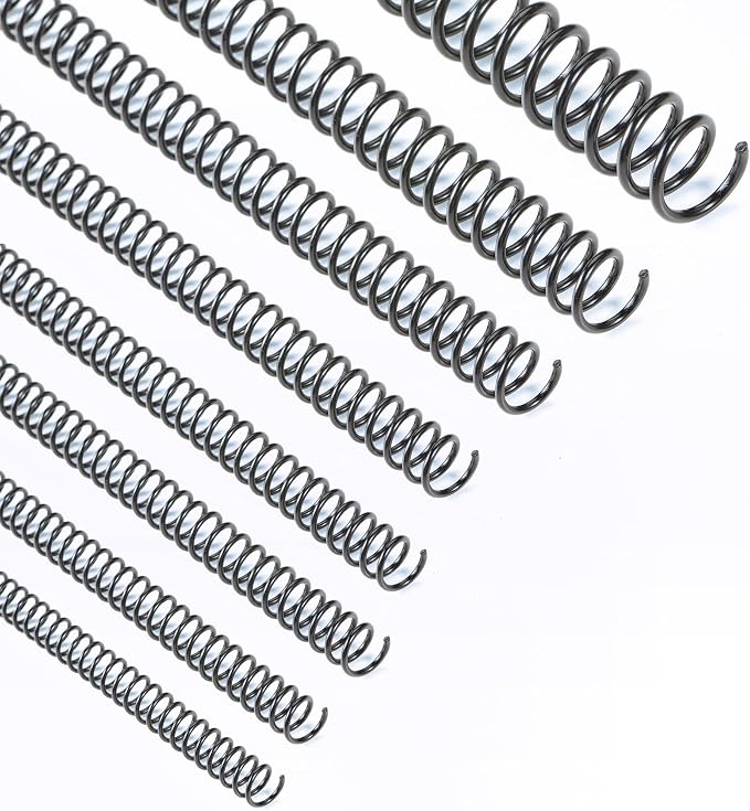 Binditek Plastic Spiral Binding Coils, Multi Size 4:1 Pitch, Black 200Pack | 8 Different Sizes (6 mm,8 mm,10 mm,12 mm,14 mm,16 mm,20 mm,25 mm), 48 Loops, for Letter-Size School and Office Projects