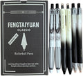 Fengtaiyuan Retractable Gel Pens, 0.5mm Fine Point Black Ink, Quick Dry No Smudge Gel Pens with Comfort Grip, Smooth Writing for School Office Note Taking, 6 Pack